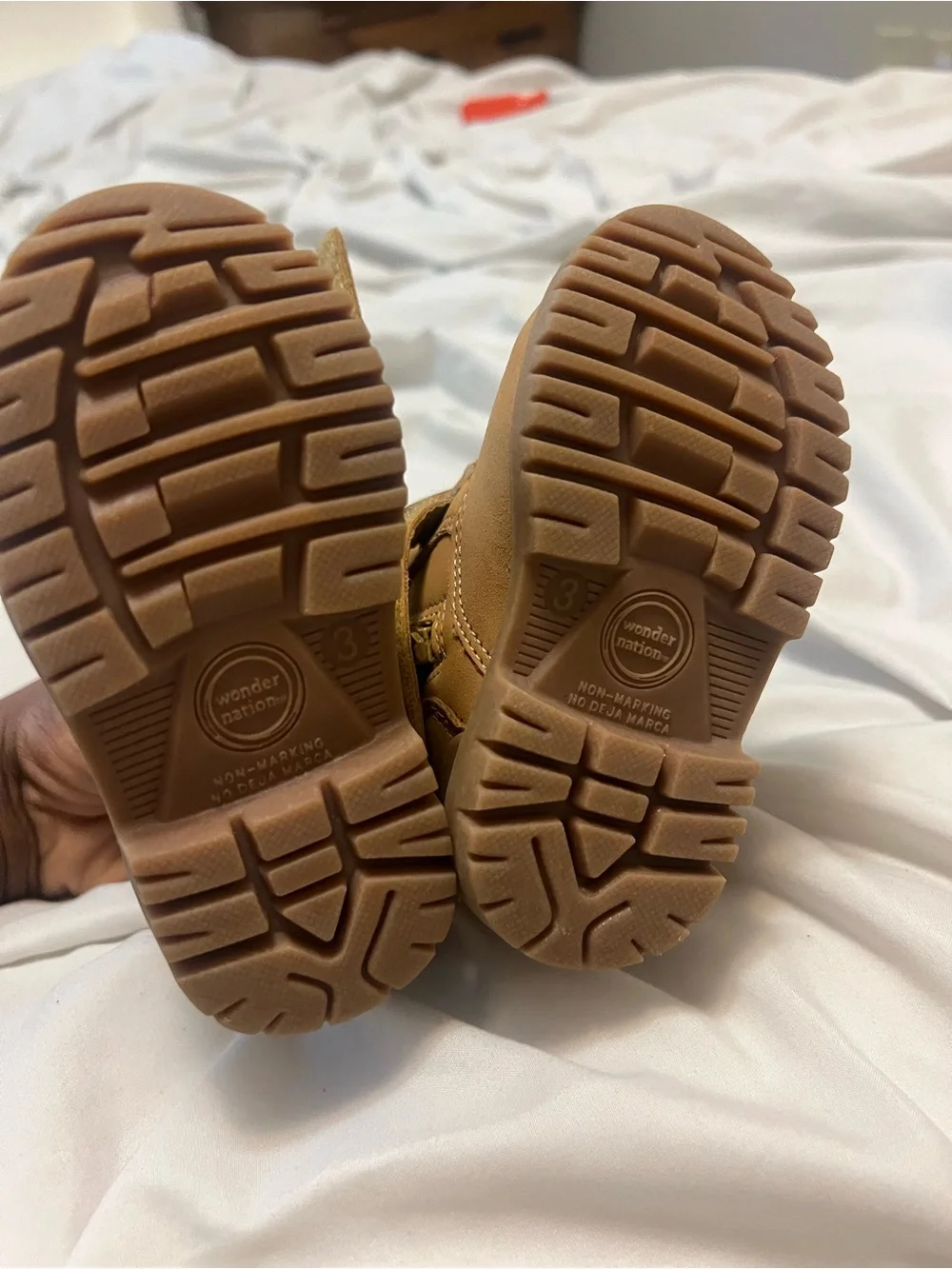wonder nation Tan Kids Ankle Boots with Dual Velcro Straps